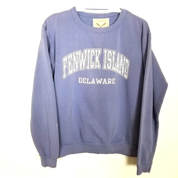 Vineyard Crew Women Fenwick Island Delaware Sweatshirt Sz M Blue Pullover Y2K - Picture 1 of 8